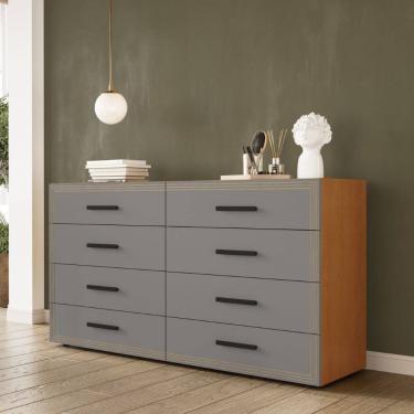 Imagem de Cômoda Valência 8 Gavetas Freijó Cinza Politorno Móveis