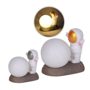 Imagem de Luminária Astronauta Led Abajur com Lua Iluminada Decoração - Arts