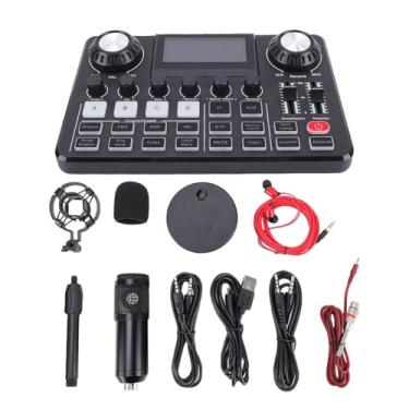 Imagem de Heayzoki Pacote de Microfone de Podcast, Conjunto de Placa de Mixagem de Som, Controle de Voz Com Tela LED Dobrável, Braço de Lança Montado, Suporta Entrada de Microfone Duplo para