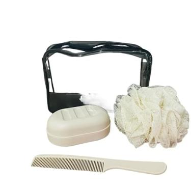 Imagem de 5 Peças Kit de Viagem Com Bolsa Porta Escova Pente Saboneteira e Ducha Compacto Para Viagem(Bege)