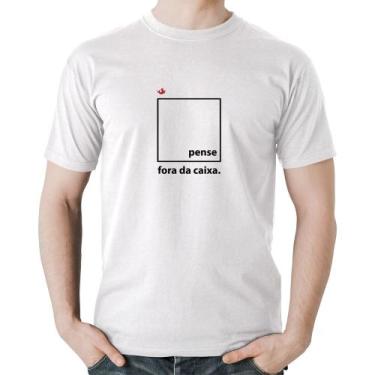 Imagem de Camiseta Algodão Pense fora da caixa - Foca na Moda, Branco, GGG