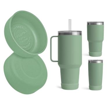 Imagem de Kaitiaki Pacote com 2 botas de silicone para YETI Rambler Caneca de palha de 1,2 l e 992 g, manga antiderrapante para caneca de viagem, copo de água, serve na maioria dos carros, acessórios de