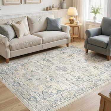 Imagem de cotiled Tapetes grandes laváveis para sala de estar, tapete antiderrapante macio resistente a manchas para quarto, sala de jantar, tapetes vintage para decoração de casa, 12 x 18 cm, verde