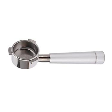 Imagem de Grcfumo 54MM Portafilter sem fundo, Portafilter de café, Portafilter de café de aço inoxidável para máquinas de café equipadas com cabeça de fabricação de cerveja (Prata)