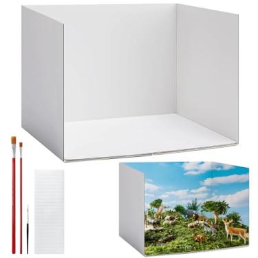 Imagem de oyhqes Kit de diorama de papelão alongado, caixa de diorama branca com fitas dupla-face, suprimentos de projeto de diorama para fabricação de modelos e exibições de hobby - 1 pacote