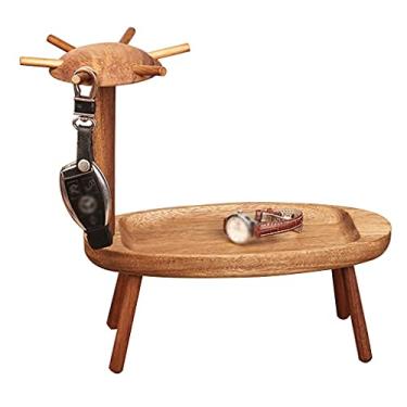 Imagem de Porta-chaves e bandeja de joias de madeira maciça - Prato de anel de decoração de casa elegante para escritório, sala de estar e quarto para homens e mulheres