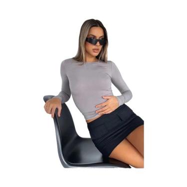 Imagem de Camiseta Com Capuz Feminina De Manga Longa Slim Fit Casual Esportiva P