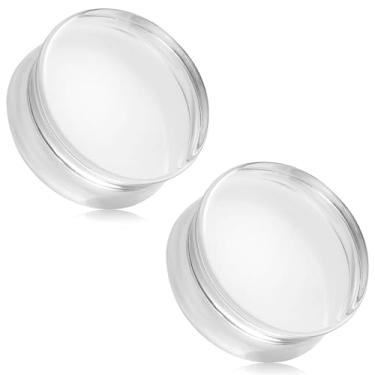 Imagem de Uqnwbdq Tampões de ouvido sólidos de 6G-50 mm para mulheres e homens, alargador duplo, alargador, alargador, alargador, piercing, joia corporal, preto, branco, transparente, 1 par, 2 Gauge(6mm) = 1/4