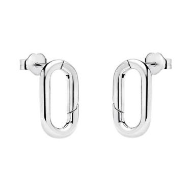 Imagem de Brincos De Argola De Coração Com Pérola Lunar E Cristal Em Prata Ester