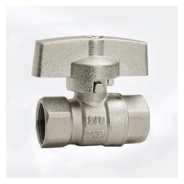 Imagem de Hardware Tool H59 1/10.2 cm 3/20.3 cm 2.5 cm BSPP União fêmea para fêmea Válvula esférica de latão niquelado com alça borboleta junta de tubulação de água fria e quente (DN8)