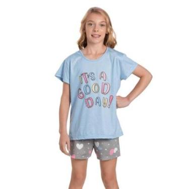 Imagem de Pijama Juvenil Feminino Azul com Brilho - Izitex-Feminino