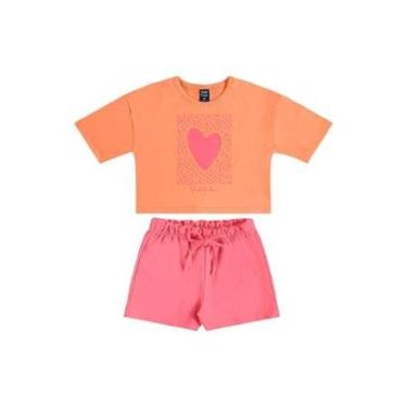 Imagem de Conjunto Blusa Cropped Coração Short Bee Loop-Feminino