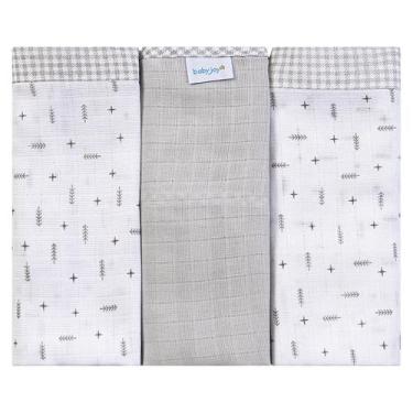 Imagem de Fralda para Bebê 03 Unidades 65 cm x 67 cm Baby Joy, Flechas Cinza