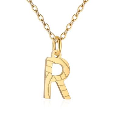 Imagem de RUOOUY Colar feminino com inicial de voleibol, banhado a ouro 18K, pingente de letra A-Z, joias de vôlei, acessórios esportivos, presente de Natal para namorada e filha, Aço inoxidável, Sem Pedra