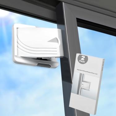 Imagem de Fechadura de porta deslizante para segurança infantil - Pacote com 2 STERGDE fechadura de vidro deslizante para portas deslizantes de pátio e armário, adesivo 3M forte para fácil instalação e sem
