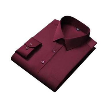 Imagem de Camisa Formal De Negócios Masculina Slim Fit Branca Com Manga Longa E 