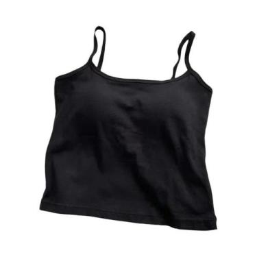 Imagem de Camiseta Sem Mangas Feminina De Cor Sólida Com Alças Finas De Algodão 