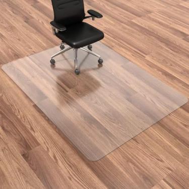 Imagem de HOMEK Tapete de cadeira de escritório para piso de madeira, 122 x 91 cm, vinil para cadeira de mesa, tapete protetor de piso transparente para cadeira de rodas, escritório e casa, fácil de deslizar e