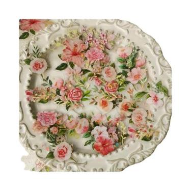Imagem de Adesivos Florais Vintage Em Folha Dourada Verde 40pcs Para Diário, Pla