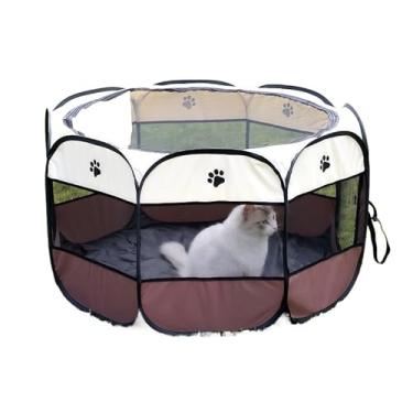 Imagem de Casinha Para Pets Gatos Grande Dobrável Portátil Cercadinho Tenda 3 Cores Tecido Oxford(MARROM,GG)