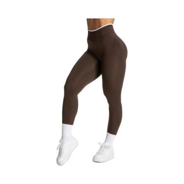 Imagem de Calças De Yoga Sem Costura De Cintura Alta Para Mulheres, Cor Sólida, 