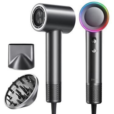 Imagem de Secador de cabelo de alta velocidade, motor sem escovas de 160.000 RPM para secagem ultrarrápida, negativo iônico de 500 m para redução de frizz, secador de cabelo térmico de baixo ruído com difusor