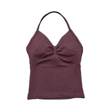 Imagem de Top De Yoga Sem Costura Com Decote Em V Para Mulheres, Com Almofadas R