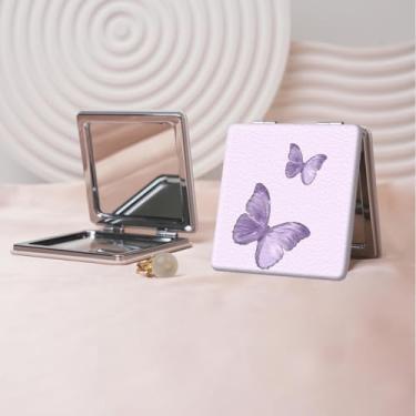Imagem de Espelho de maquiagem portátil da série Millennium Y2K, mini espelho de maquiagem portátil dobrável, espelho de contorno quadrado portátil de dupla face, adequado para todos usarem em várias ocasiões