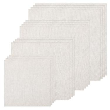 Imagem de 16 peças de tecido bordado pré-cortado à mão tecido quadrado 4 tamanhos diferentes 5,9 a 30 cm tecidos de algodão natural para artesanato em vestuário