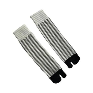 Imagem de Meias Tabi Femininas Coloridas Com Listras Retrô, De Algodão Penteado,