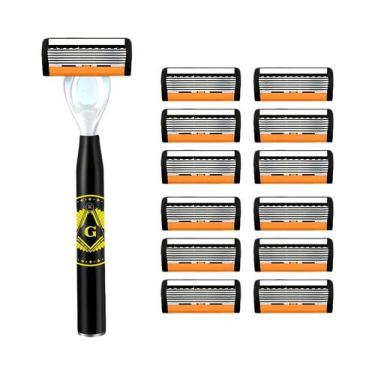 Imagem de Conjunto De Barbeador Azul De 6 Camadas Com 1 Suporte E 6 Lâminas Para