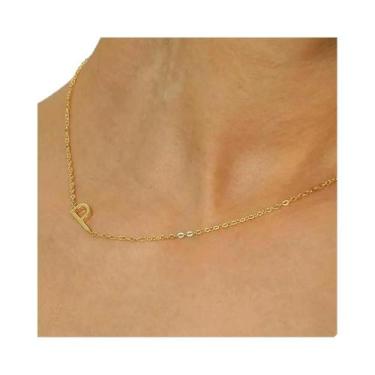 Imagem de Colar Feminino Minimalista Com Pingente De Letra Inicial Em Aço Inoxid