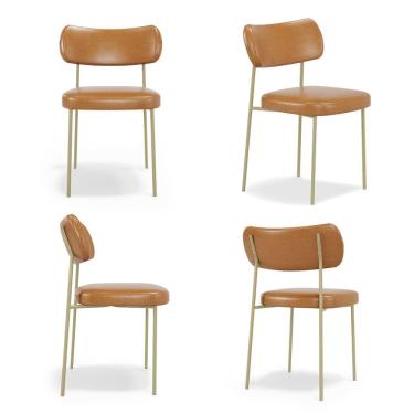 Imagem de Kit 4 Cadeiras Stela Champanhe  FixaCourino Whisky Recepção - Vallisa Decor