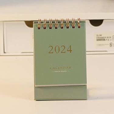 Imagem de Dreamty Mini calendário de mesa 2024 para escritório, agenda diária, agenda, agenda, calendários em pé (verde, 1 peça)