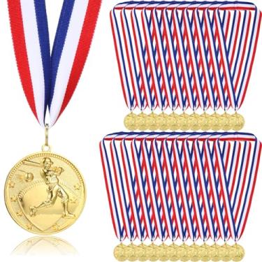 Imagem de Quelay 24 medalhas para vencedor de prêmios, medalhas de beisebol de metal de 5 cm com fitas de prêmio para estudantes, adultos, participação, competições, eventos esportivos