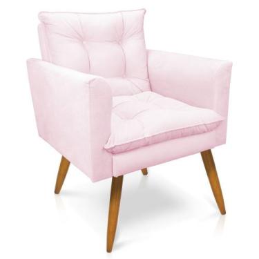 Imagem de Poltrona Tais Suede Pés Palito Castanho - D'Rossi - DRossi, Rosa Bebê