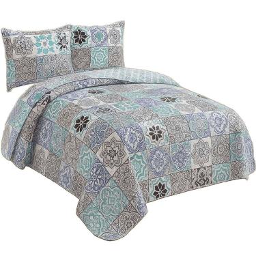 Imagem de Kit Cobre Leito Colcha Queen Boutik Dupla Face - Estampa 26 - 100% Poliéster