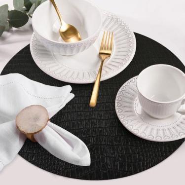 Imagem de 6 Jogo Americano Redondo PVC Mesa Posta Crocodilo Preto - Idealiza