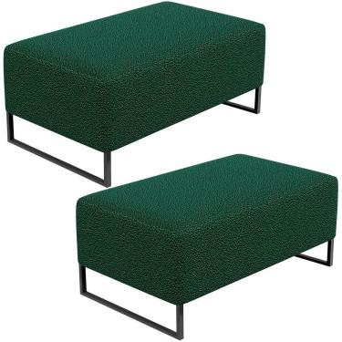 Imagem de Kit 02 Puffs Decorativo Cléo 90Cm W01 Preto Bouclê Verde