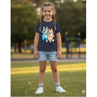 Imagem de Camiseta Infantil da Bluey e Bingo Minina Menino Unissix Tamanho 04 Ao