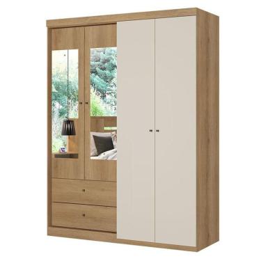Imagem de Guarda Roupa Solteiro Star 4 Portas Glass Capuccino Off White -thb