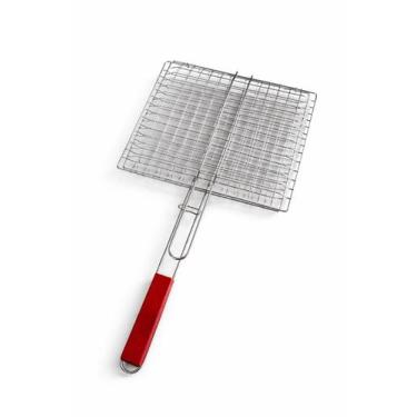 Imagem de Grelha Cesto Para Churrasco Aço Inox Cabo Longo Peixe Frango - Yeet