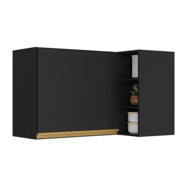 Imagem de Armário De Cozinha Aéreo De Canto Veneza Multimóveis V3742 Preto/dourado Preto/dourado