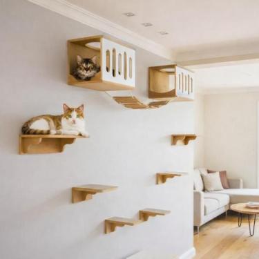 Imagem de Playground Gato 9pcs Prateleiras E Nichos Montado Resistente Onda Sono