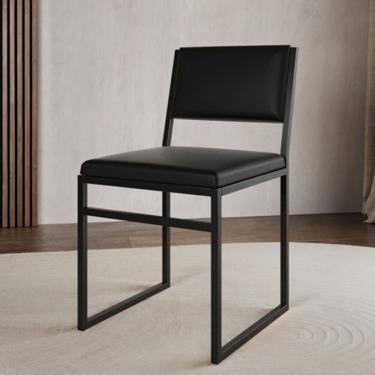 Imagem de Cadeira de Jantar Industrial Isa Assento Corino para Mesa Sala Cozinha Uso Diário - Preto