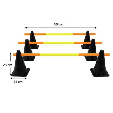 Imagem de Kit de Agilidade C/ 6 Cones + 3 Barreiras Ajustáveis P/ treinos de fut