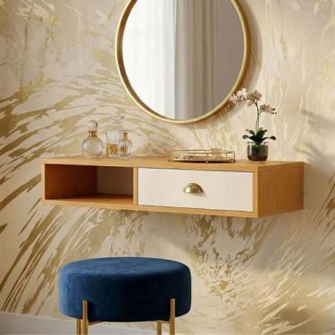 Imagem de Penteadeira Suspensa Áustria com Gaveta e Nichos Cor:Nature/Off White 