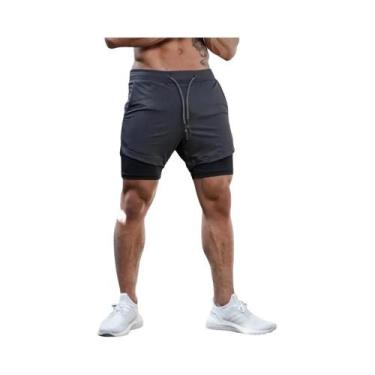 Imagem de Shorts Esportivos Masculinos Camuflados - Respirável, Dupla Camada, pa