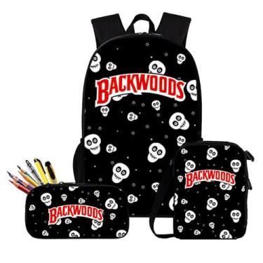 Imagem de Conjunto de mochilas escolares Backwoods Anime, 3 peças com bolsa de o