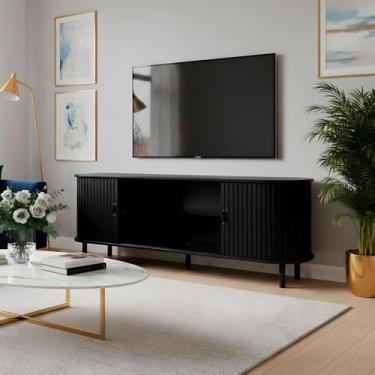 Imagem de Rack TV até 65 Curvo Ripado 2 Portas Ditália R-636, Preto